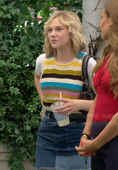 Lucy’s striped crochet knit tank top on The Young and the Restless