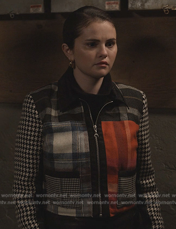 Mabel’s mixed plaid jacket on Only Murders in the Building