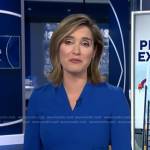 Margaret’s blue v-neck belted dress on CBS Evening News