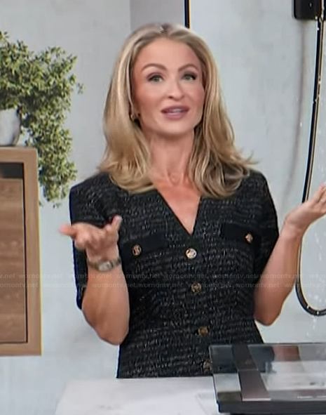 Maria Provenzano’s black tweed mini dress on Access Hollywood