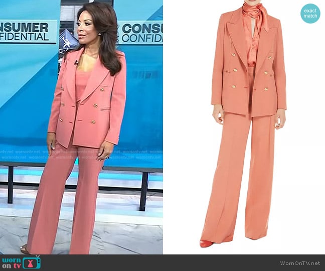 Max Mara Wool Stretch Double Breasted Blazer in Salmon worn by Lisa Simonsen on Today
