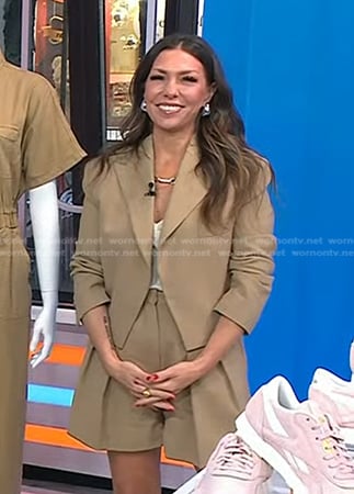 Melissa Garcia’s beige cropped blazer and shorts on Today