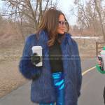 Meredith’s blue fur jacket and metallic pants on The Real Housewives of Salt Lake City