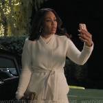 Mia’s white belted jacket on The Morning Show