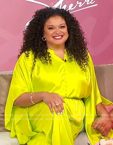Michelle Buteau’s yellow satin jumpsuit on Sherri