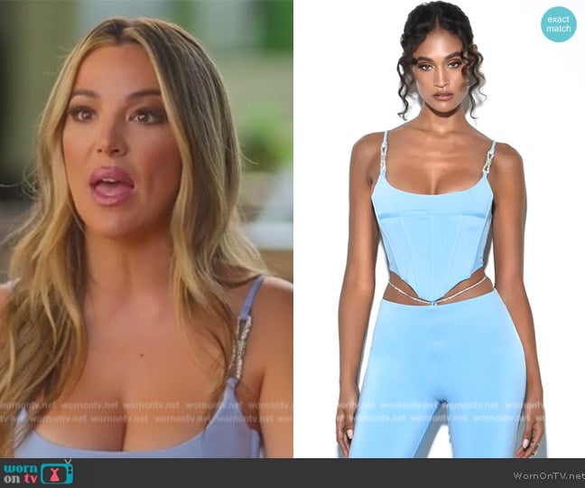 Miss Circle Tristyn Baby Blue Crystal Strap Corset Top worn by Alex Halll (Alex Hall) on Selling the OC