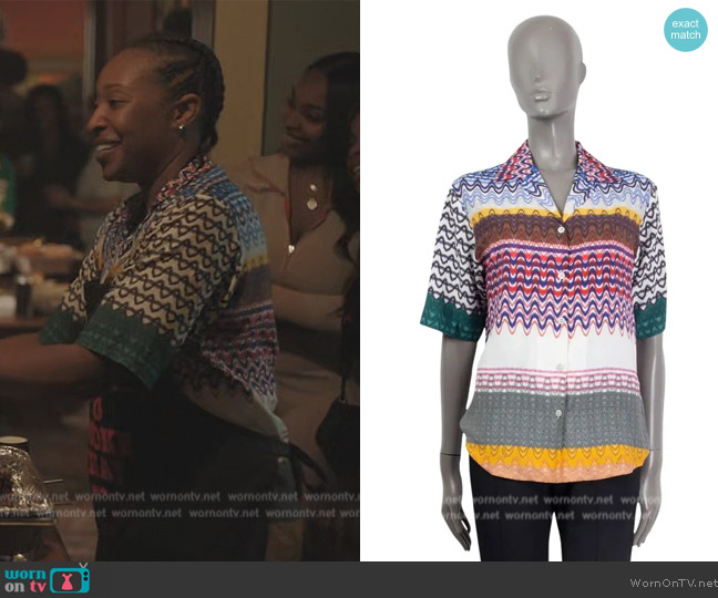 Missoni Multicolored Viscose Zig Zag Shirt worn by Dre (Miriam A Hyman) on The Chi