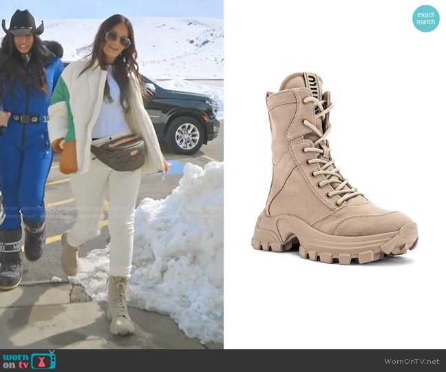 Miu Miu Combat Boots in Corda worn by Lisa Barlow on The Real Housewives of Salt Lake City