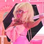 Monica’s pink cropped bow top on The Real Housewives of Salt Lake City