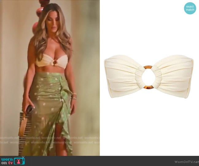 Montce Cream Rib Tori Bandeau Bikini Top worn by Alex Halll (Alex Hall) on Selling the OC