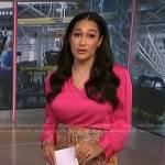 Morgan’s pink blouse and paisley print skirt on NBC News Daily