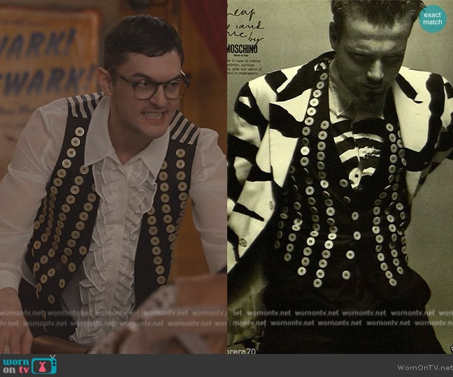 Moschino Embellished Black and White Vest worn by (Wesley Taylor) on Only Murders in the Building