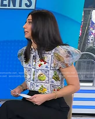 Natalie’s blue fruit print blouse on Today