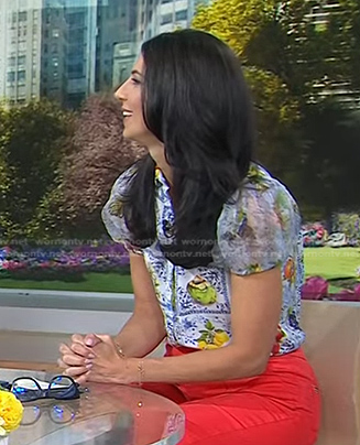 Natalie’s blue fruit print blouse on Today