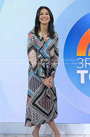 Natalie’s geometric print wrap dress on Today