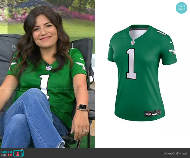 Nike Jalen Hurts Kelly Green Philadelphia Eagles Alternate Legend Player Jersey worn by Adrianna Barrionuevo Brach on Today