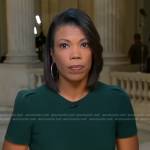 Nikole Killion’s green short sleeve dress on CBS Evening News