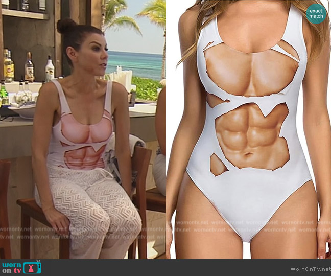 DYGUYTH Novelty Swimsuit worn by Heather Dubrow on The Real Housewives of Orange County