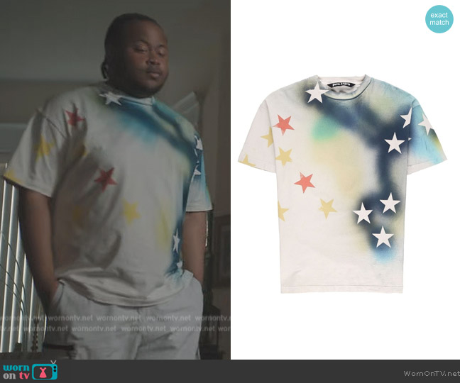 Palm Angels Sprayed Starts cotton T-shirt worn by Papa (Shamon Brown) on The Chi