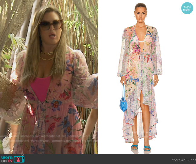 Patbo Iris Crochet Robe worn by Emily Simpson on The Real Housewives of Orange County
