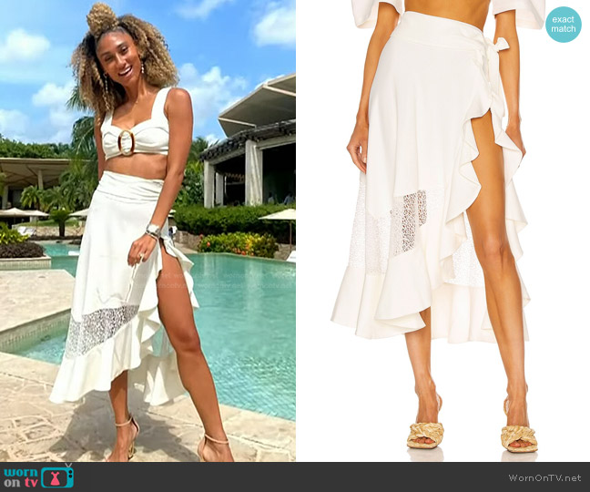 PatBO Linen Midi Wrap Skirt worn by Ally Love on Today