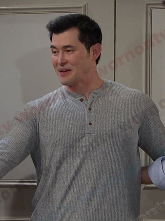 Paul’s grey long sleeve henley shirt on Days of our Lives