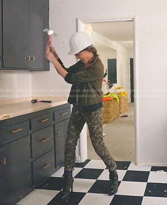 Polly’s camo heel ankle boots on Selling the OC