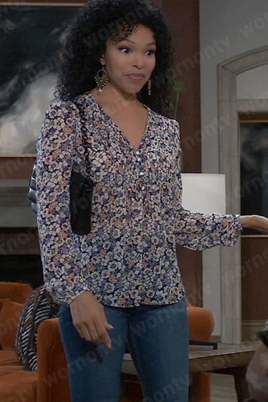 Portia’s floral v-neck blouse on General Hospital