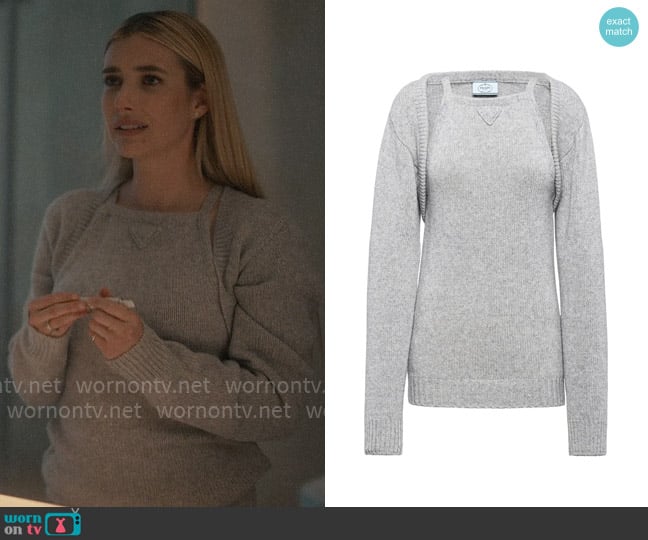 Prada Layered Knitted Top and Cardigan Set worn by Anna Victoria Alcott (Emma Roberts) on American Horror Story