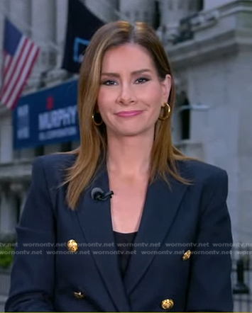 Rebecca’s navy double breasted blazer on Good Morning America