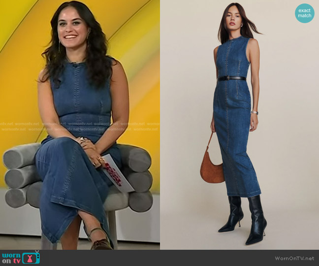Reformation Kendi Denim Midi Dress worn by Donna Farizan on Today