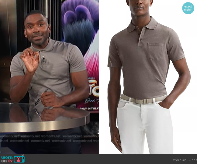 Reiss Austin Short Sleeve Mercerized Ribbed Polo Shirt worn by Justin Sylvester on E! News