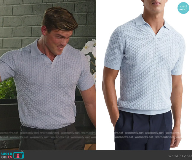 Reiss Federico Cable Polo Sweater worn by (Austin Victoria) on Selling the OC