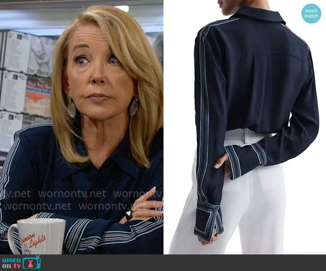 Reiss Madeline Shirt worn by Nikki Reed Newman (Melody Thomas-Scott) on The Young and the Restless