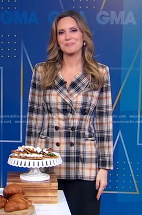 Rhiannon’s beige plaid blazer on Good Morning America