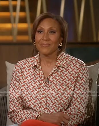 Robin’s orange and white print blouse on Good Morning America