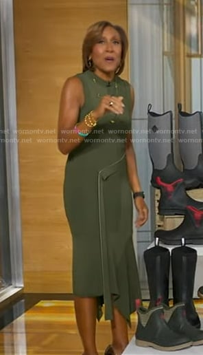 Robin’s green belted knit dress on Good Morning America