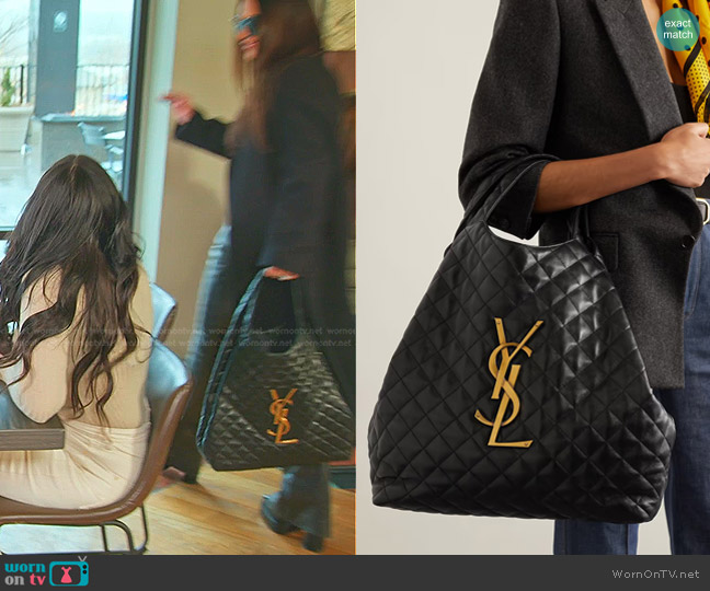 Saint Laurent Icare Embellished Quilted Leather Tote worn by Lisa Barlow on The Real Housewives of Salt Lake City