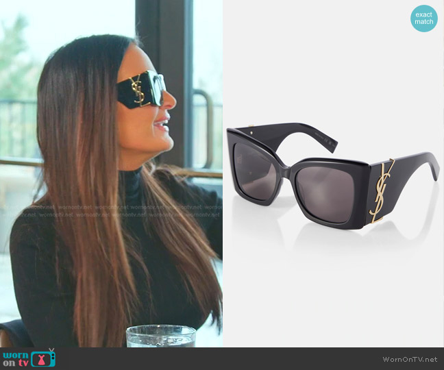 Saint Laurent SL M119 Blaze Oversized Sunglasses worn by Lisa Barlow on The Real Housewives of Salt Lake City