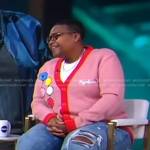 Sam Jay’s pink Hello Kitty cardigan on Good Morning America