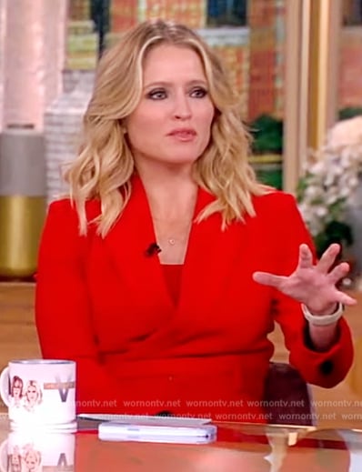 Sara’s red wrap jumpsuit on The View