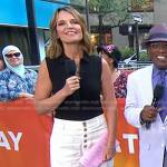 Savannah’s black zip top and white cropped pants on Today
