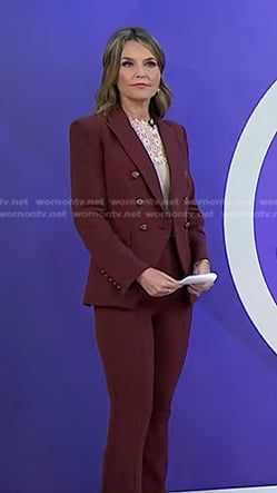 Savannah’s brown double breasted blazer and pants on Today