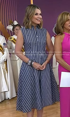 Savannah’s grey striped sleeveless shirtdress on Today