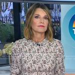 Savannah’s ivory floral smocked top and leather skirt on Today