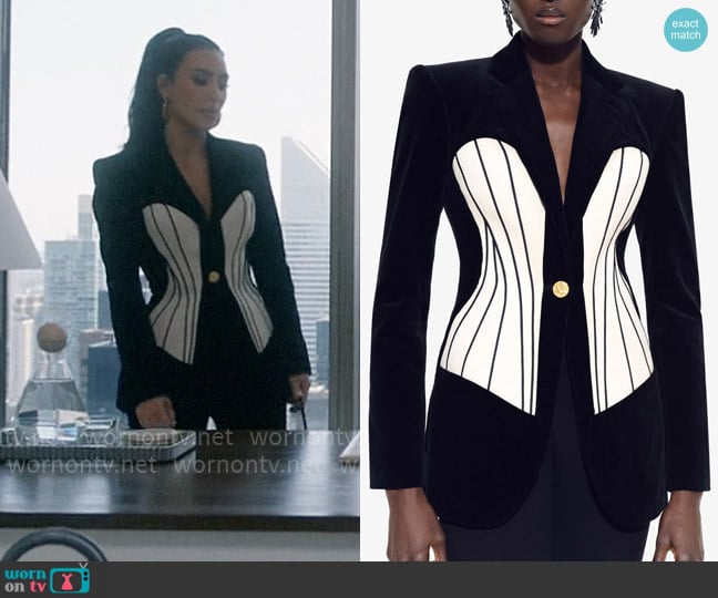 Schiaparelli Single Breasted Corset Jacket worn by Siobhan Corbyn (Kim Kardashian) on American Horror Story