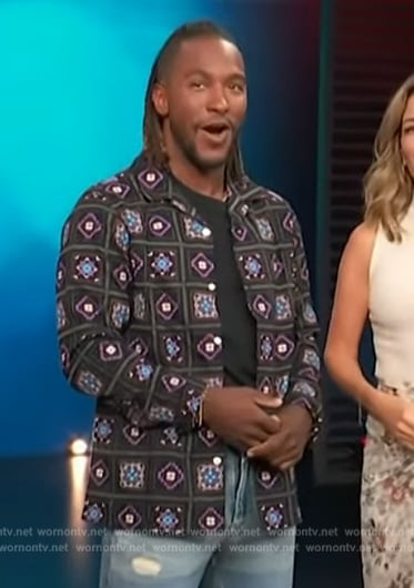 Scott’s black embroidered shirt on Access Hollywood