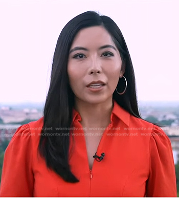 Selina Wang’s orange zip front dress on Good Morning America
