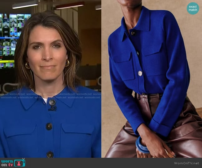 Sezane Betty Cardigan in Bright Blue worn by Molly Hunter on Today