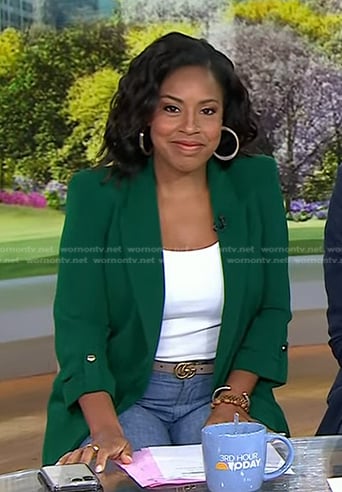 Sheinelle’s green roll-up sleeve jacket and belt on Today